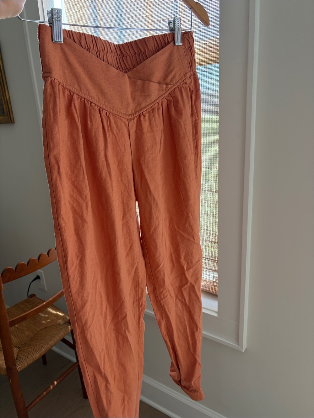 High-Waist Linen Banjara Joggers in Rust